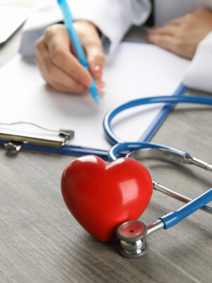 Medical concept with doctor, stethoscope and heart